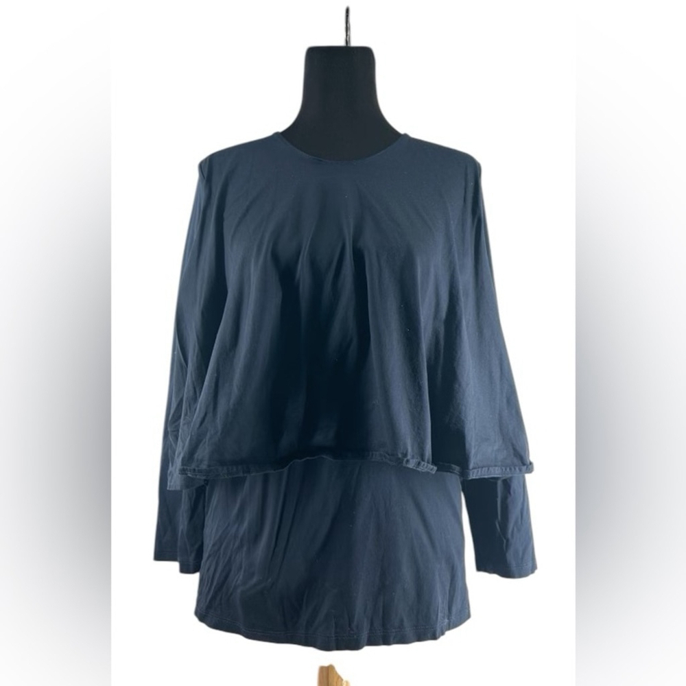 COS layered long sleeve top black soft flattering luxury sz M